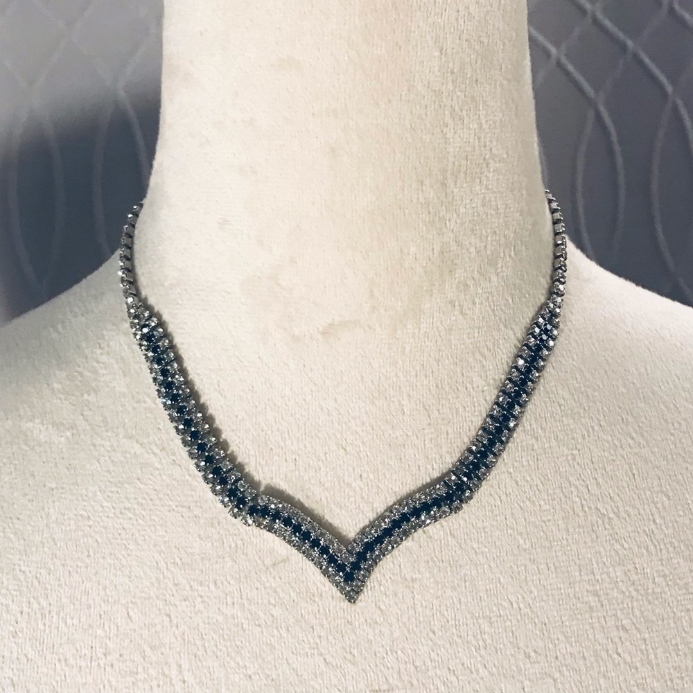Black Rhinestone Necklace, Cystal Choker,   Bridal Pageant Choker